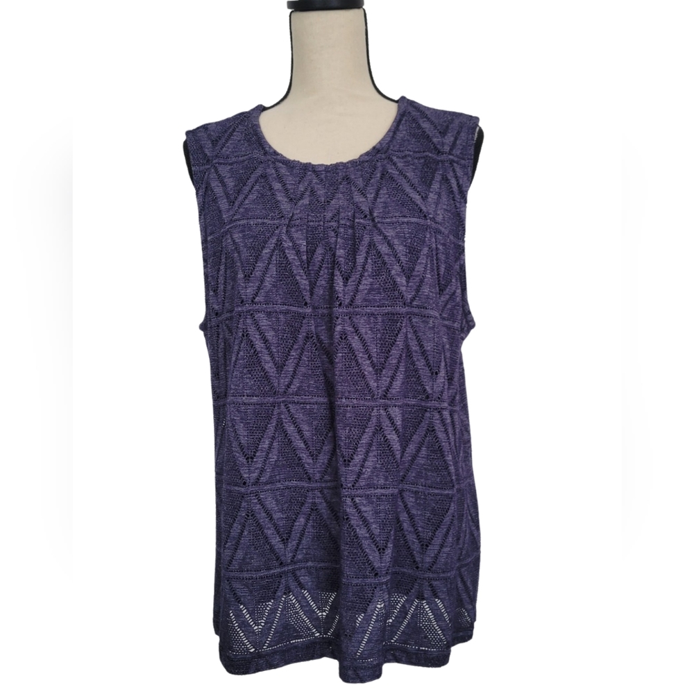 Crochet Blue Sleeveless Blouse - XL